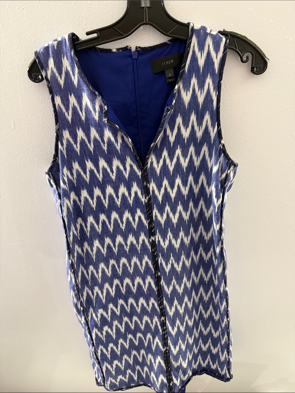 J Crew sleeveless geometric  shift dress blue comfy summer business casual US8